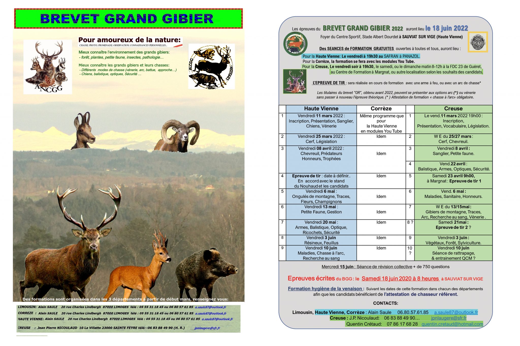 Calendrier Brevet De Chasse 2022